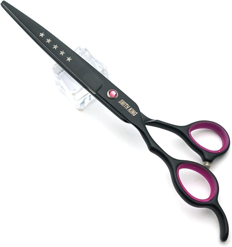 Smithking 7.0 inches Professional Dog Grooming Scissors Set Straight & thinning & Curved & chunkers & comb 5pcs in 1 Set for left-handed & right handed Black - Image 5